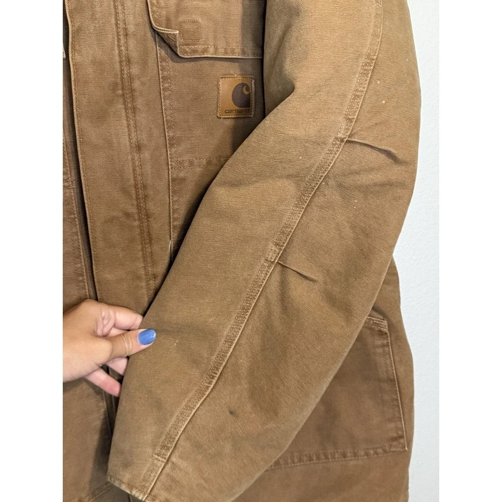Vintage Carhartt Brown Canvas Jacket Coat Men's Size Large Tall Quilted Chore